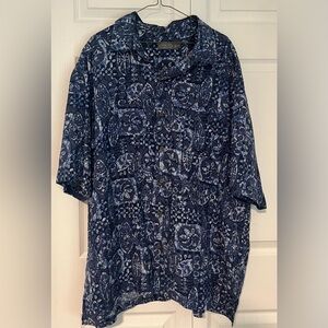 Men's Talbot's Casual Silk/Linen Button Down Short Sleeved Shirt